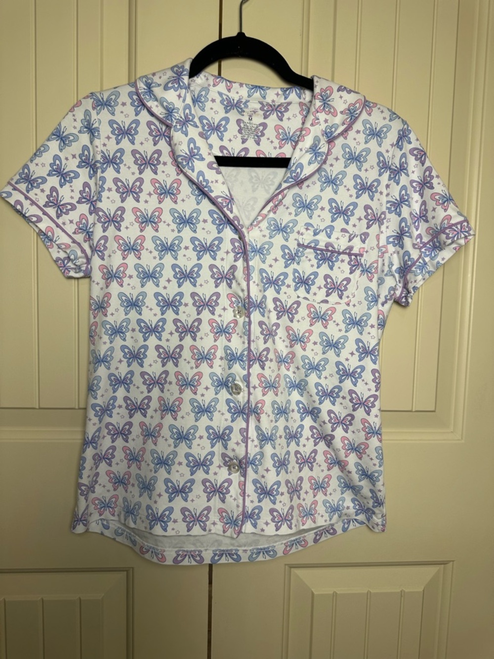 Roller Rabbit Penny’s Flight Flutter Polo Pajama Top M Butterfly Button Front